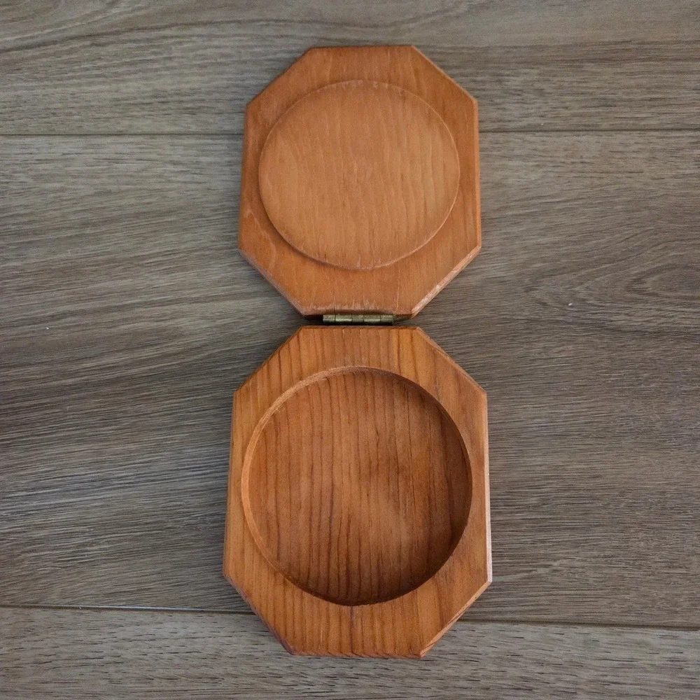 Vintage MCM Berger Press Wooden Hamburger Patty Mold‎ Octagon Bull Graphic Wood
